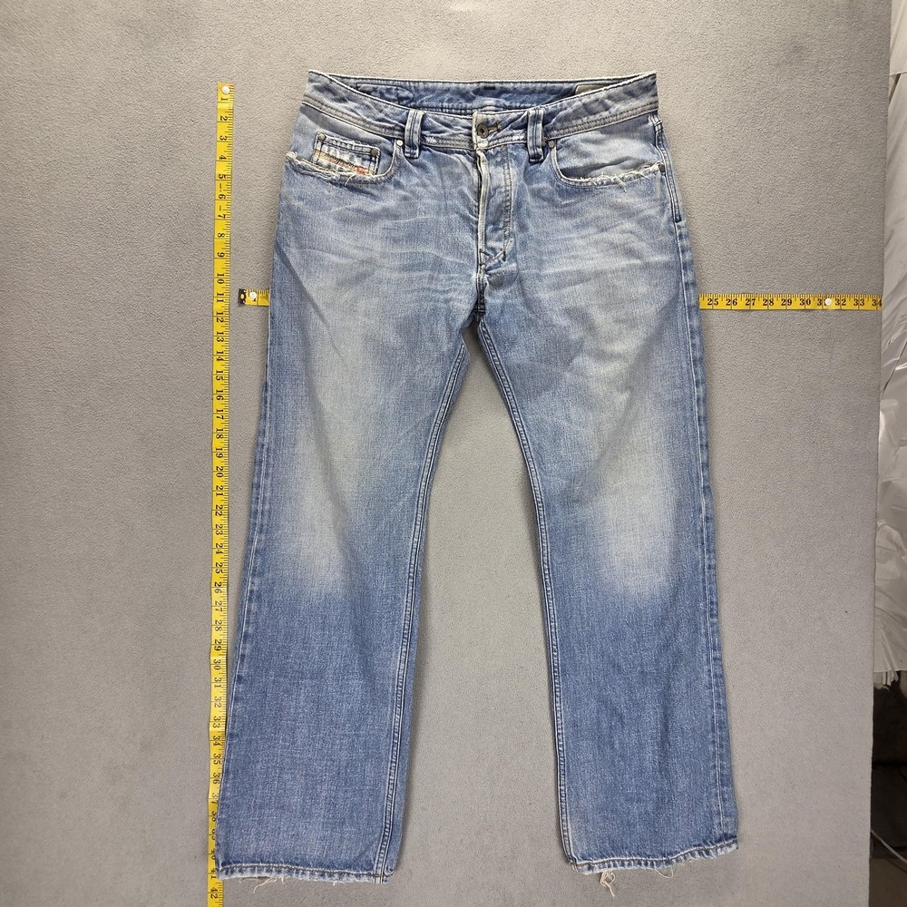 Diesel Jeans Mens 34x32 Blue Levan Relaxed Straight Button Fly Made Italy 0071V